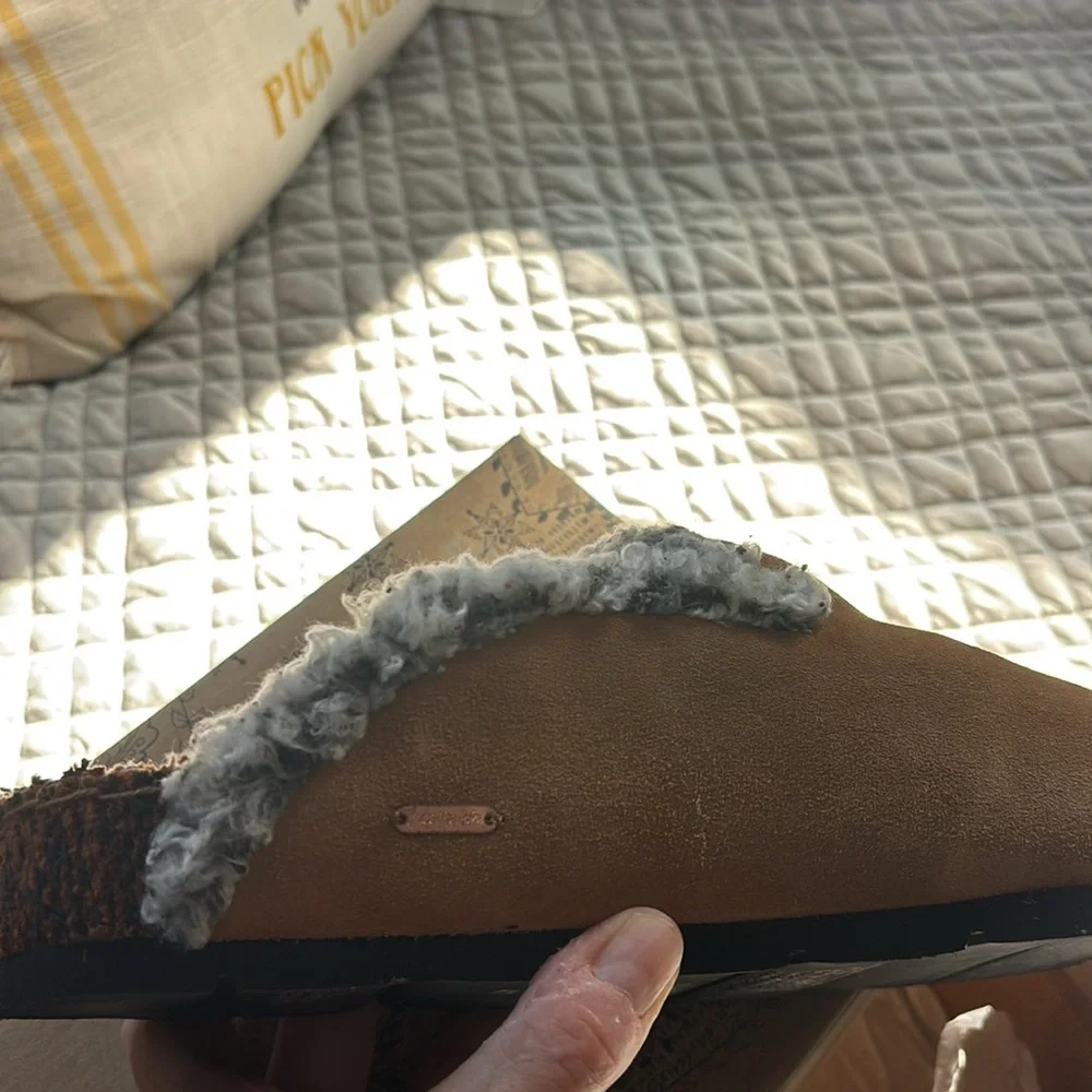 Free People Cozy Tan Slippers with Knit Trim - Picture 5 of 5